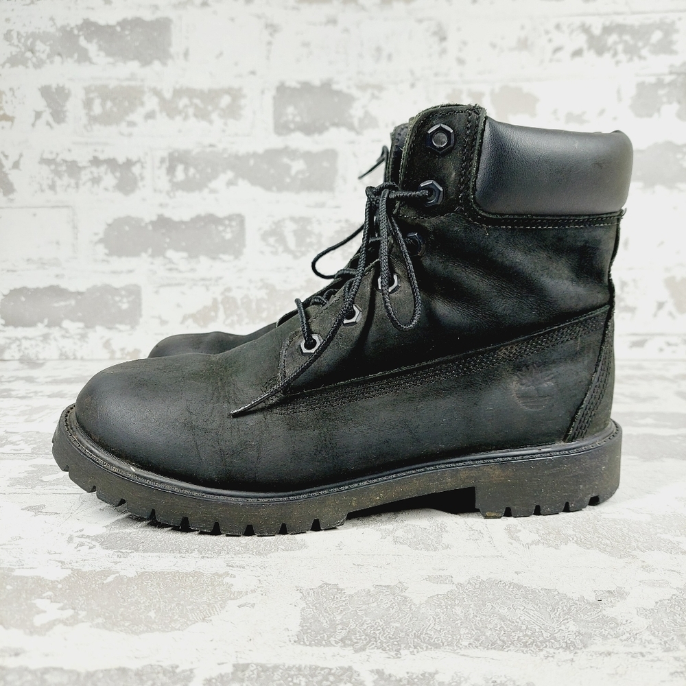 Black Leather Lace-Up Work Boot - Women